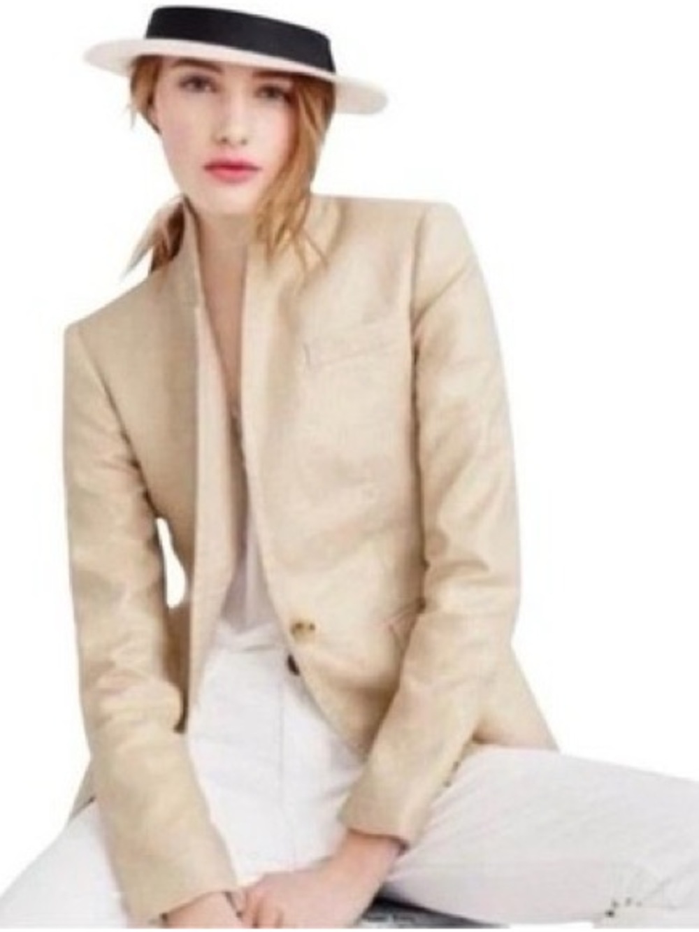 J Crew Tan Linen Blend Flax Regent Blazer Sz 4